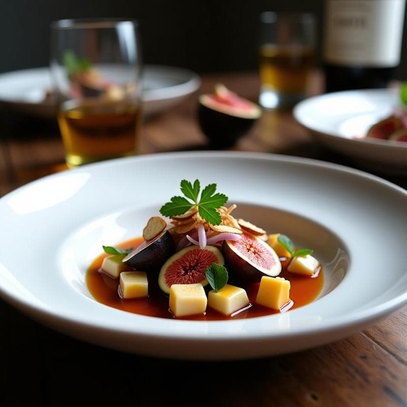 Ceviche de Higos y Queso de Cabra con Reducción de Pedro Ximénez: Receta Fusion Andaluza en 15 Minutos