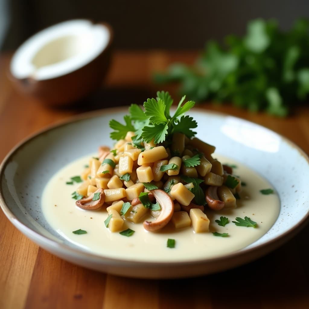 Ceviche de Hongo Lion’s Mane con Leche de Coco y Cilantro: Receta Vegana con Textura de Marisco
