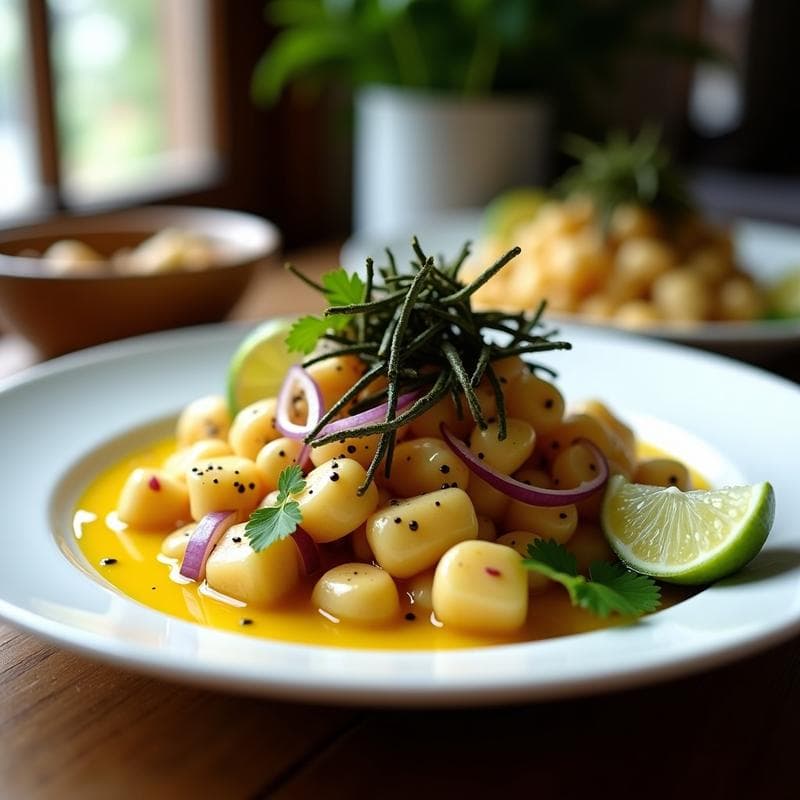 Ceviche de Hongos Lion’s Mane con Leche de Tigre de Maracuyá: Receta Peruana Medicinal
