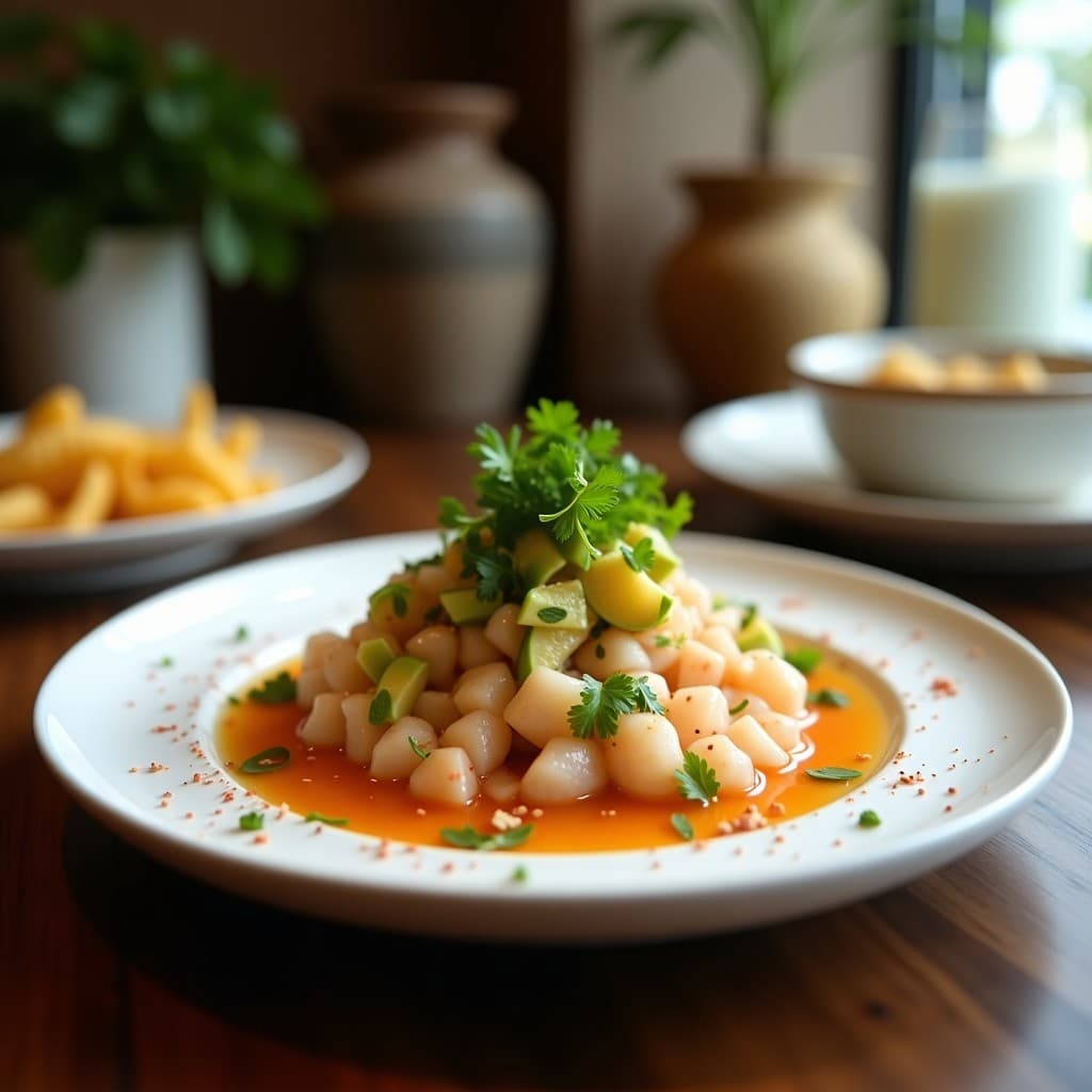 Ceviche de Hongos Ostra con Aguacate y Cítricos: Receta Vegana con Toque Peruano