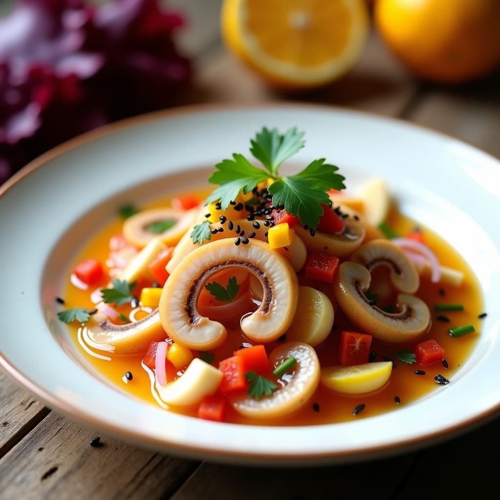 Ceiche de Hongos Ostra y Cítricos: Receta Vegana Peruana con Umami Explosivo