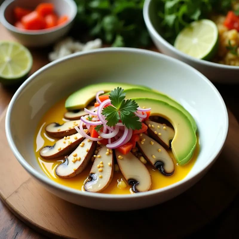 Ceiche de Hongos Ostra con Lechuga de Mar: Receta Peruana Vegana y Sin Pescado