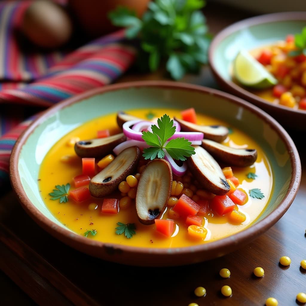 Ceviche de Hongos Portobello y Tomate de Árbol: Receta Peruana Vegana con Lechuga de Tigre