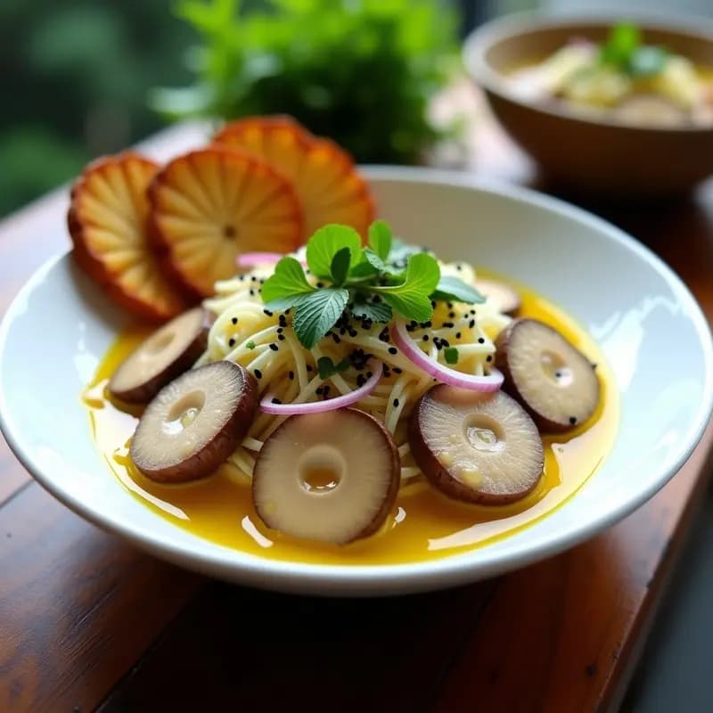 Ceviche de Hongos Portobello y Algodón de Konjac: Receta Peruana Vegana y Sin Mariscos
