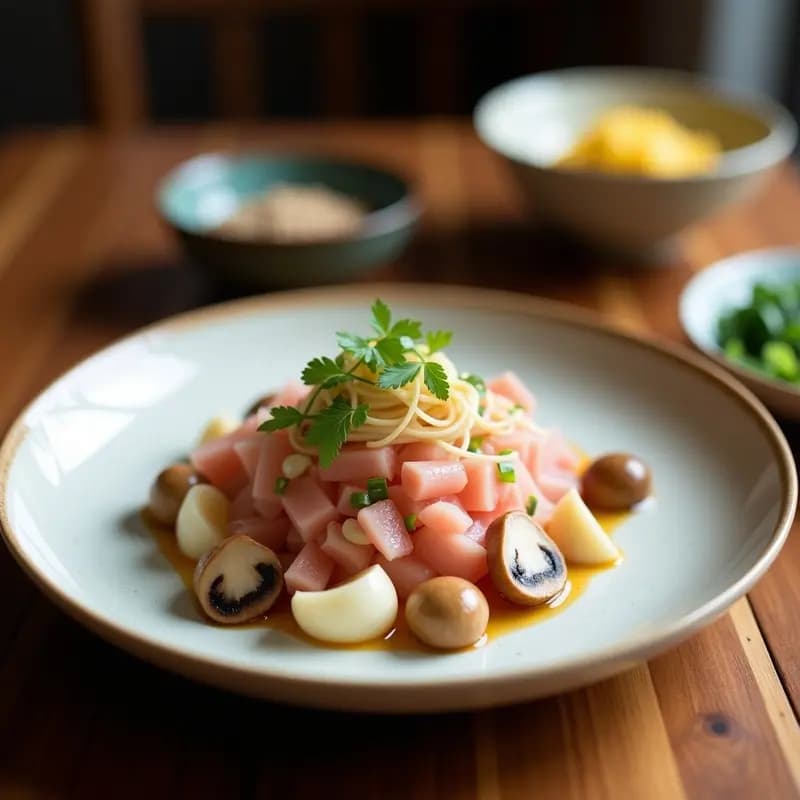 Ceviche de Hongos Shimeji y Algodón de Azúcar Salado: Receta Peruano-Japonesa Fusion Sin Pescado
