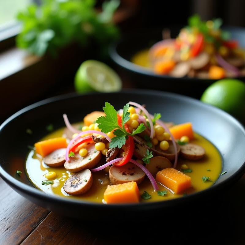Ceiche de Hongos Shimeji y Limón Verde: Receta Vegana Peruana Sin Cocción