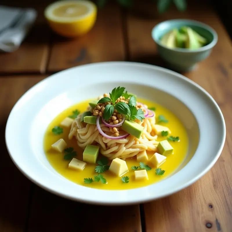 Ceviche de Jackfruit en Leche de Tigre de Lúuma: Receta Vegana Amazónica Alta en Fibra