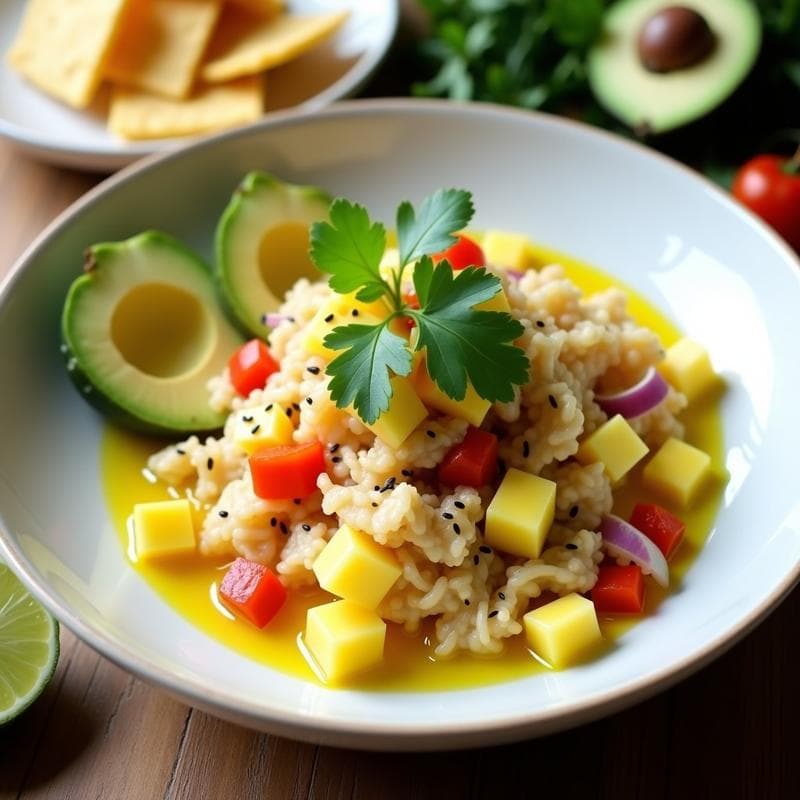 Ceiche de Jackfruit con Leche de Tigre de Piña: Receta Vegana y Sin Pesado Fresca