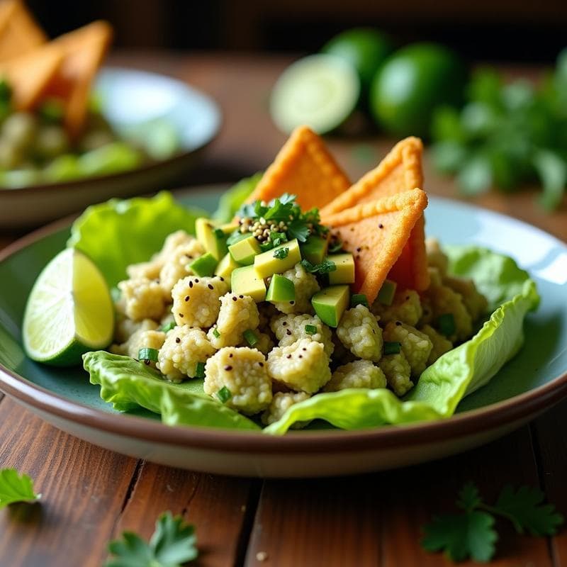 Ceviche de Jackfruit en Salsa Verde con Aguacate: Receta Vegana Sin Gluten y Crujiente