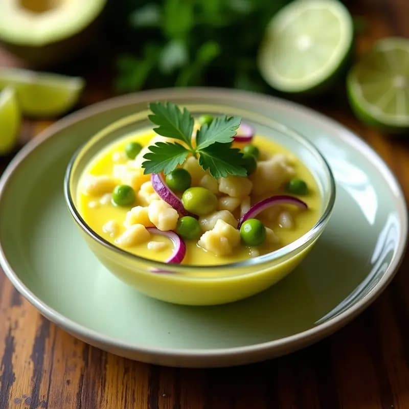 Ceviche de Jackfruit Verde con Leche de Tigre de Maracuyá: Entrante Vegano y Exótico