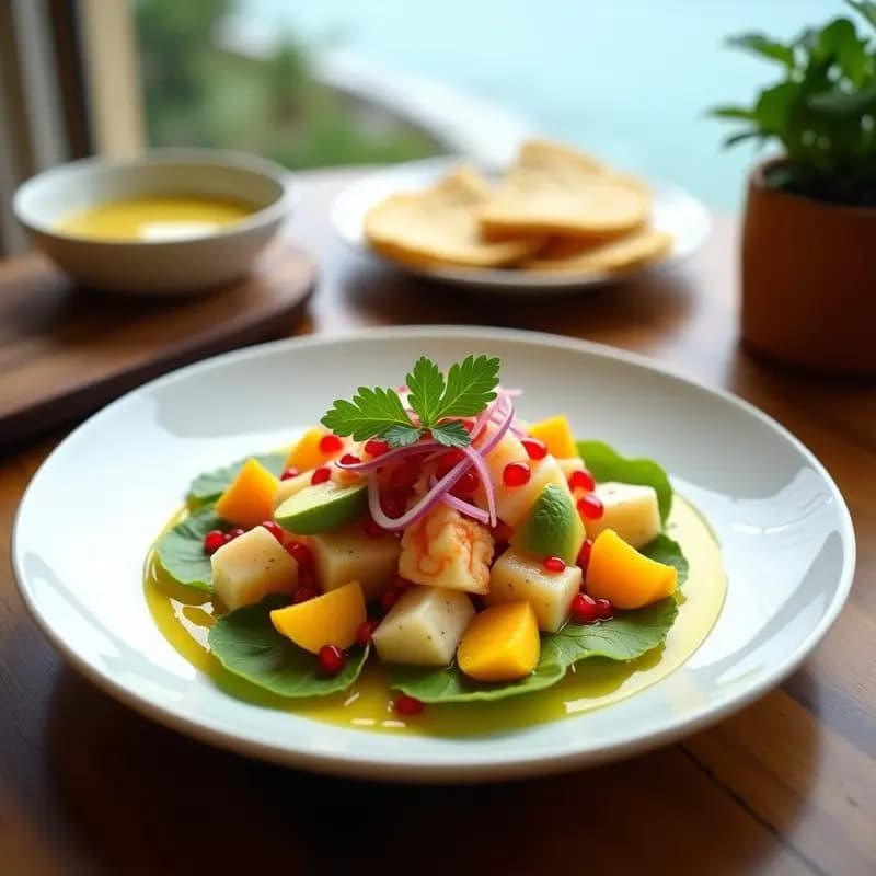 Ceviche de Langosta con Leche de Tigre de Maracuyá y Mango: Receta Mexicana Gourmet