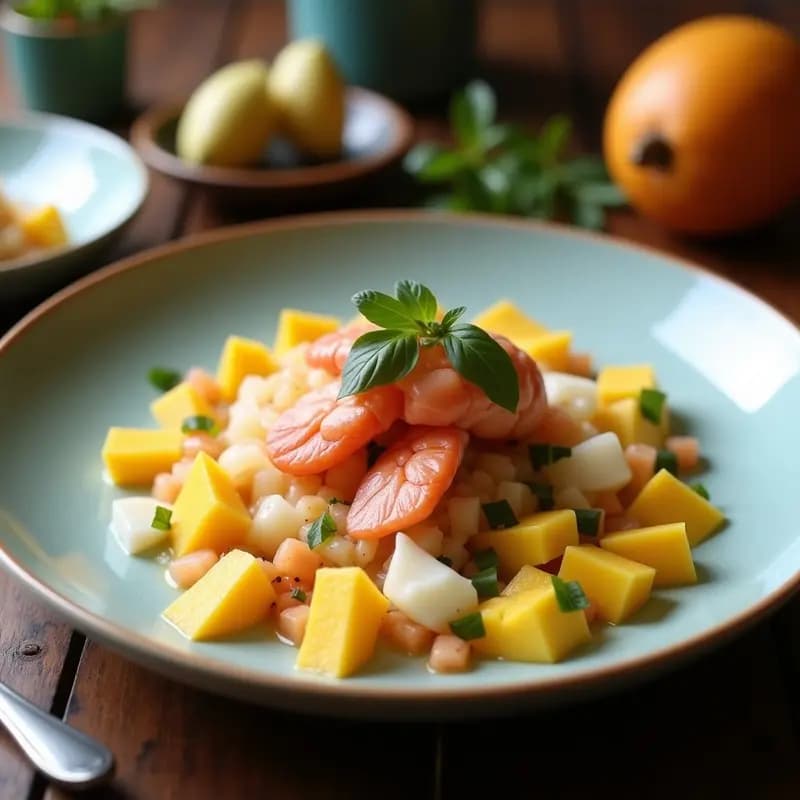 Ceviche de Langosta con Mango y Leche de Coco: Receta Peruviana Gourmet y Baja en Calorías