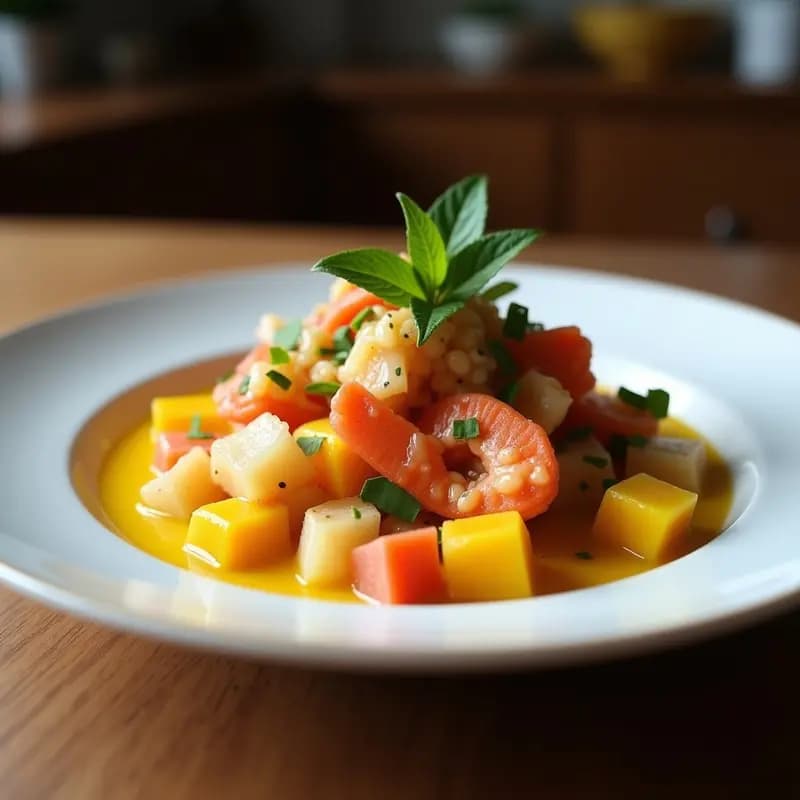 Ceviche de langosta y Maracuyá con Leche de Coco: Receta Peruana Gourmet y Sin Cocción