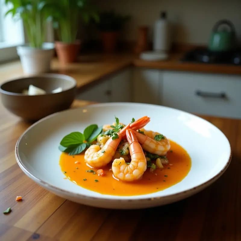 Ceviche de Langostinos al Coco y Lima Kaffir: Receta Tailandesa Fresca y Exótica