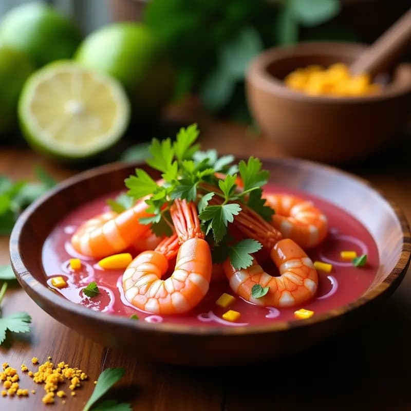 Ceviche de Langostinos con Leche de Tigre de Guayaba: Receta Ecuatoriana Alta en Proteína