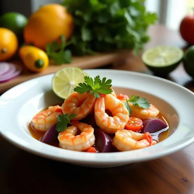Ceiche Peruano de Langostinos y Lúcuma: Receta Fresca con Fruta Andina