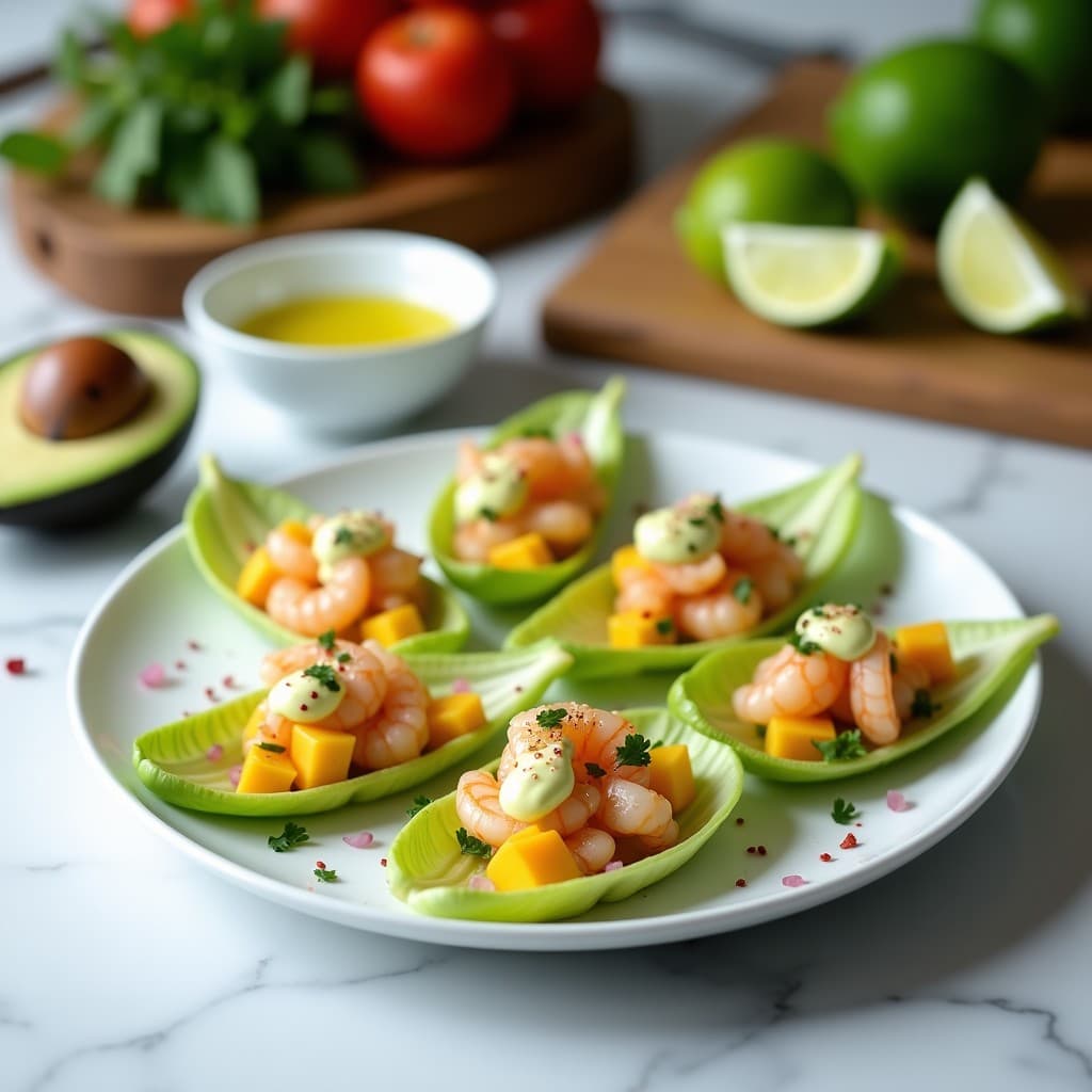Ceviche de langostinos y Mango con Aioli de Aguacate: Receta Gourmet Sin Gluten en 20 Minutos