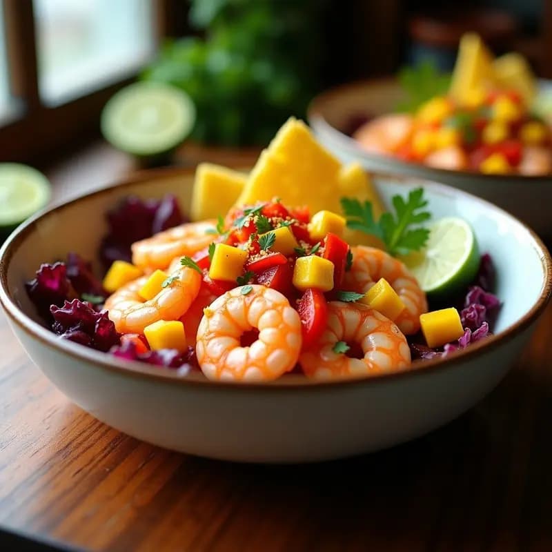 Ceviche de Langostinos con Mango y Chili: Receta Ecuatoriana Refrescante y Picante
