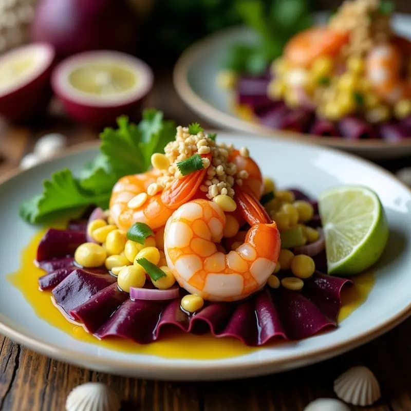 Ceviche de Langostinos con Maracuyá y Ají Amarillo: Receta Costera Peruana Exotica