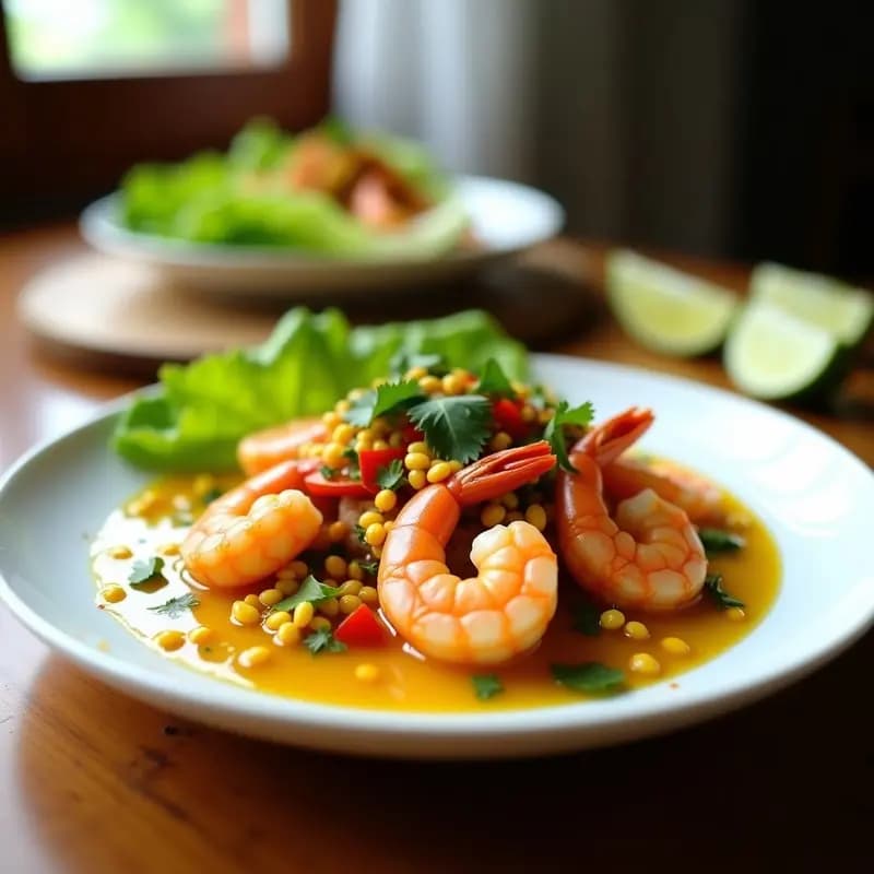 Ceviche de Langostinos con Maracuyá y Chile de Árbol: Receta Peruano-Ecuadoriana Picante y Refrescante
