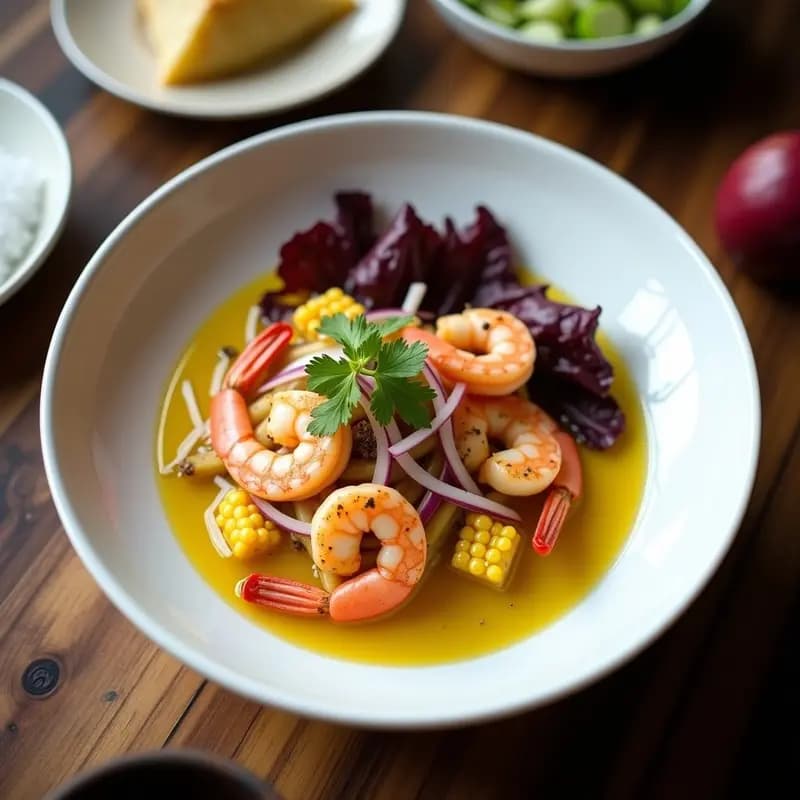 Ceviche de Langostinos con Maracuyá y Chile Rocoto: Receta Peruana Explosiva y Fresca