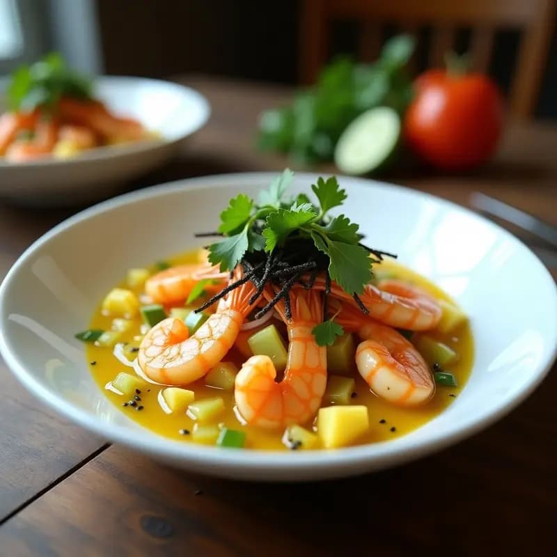 Ceviche de Langostinos con Maracuyá y Cúrcuma: Receta Peruana Alta en Colágeno y Keto