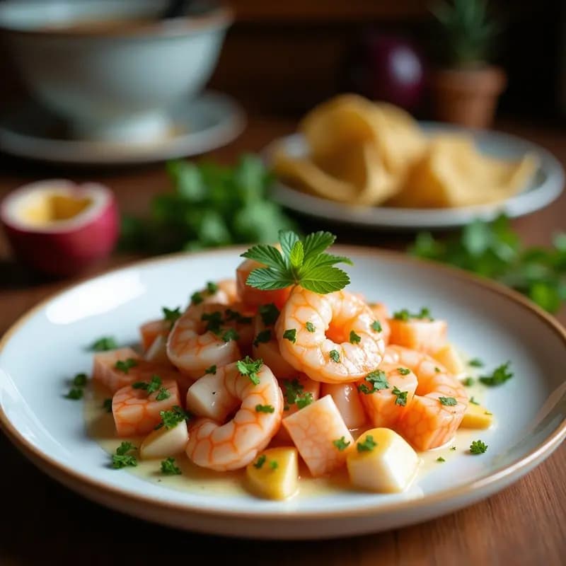 Ceviche de Langostinos y Maracuyá con Leche de Coco: Receta Peruana Vegana y Exótica