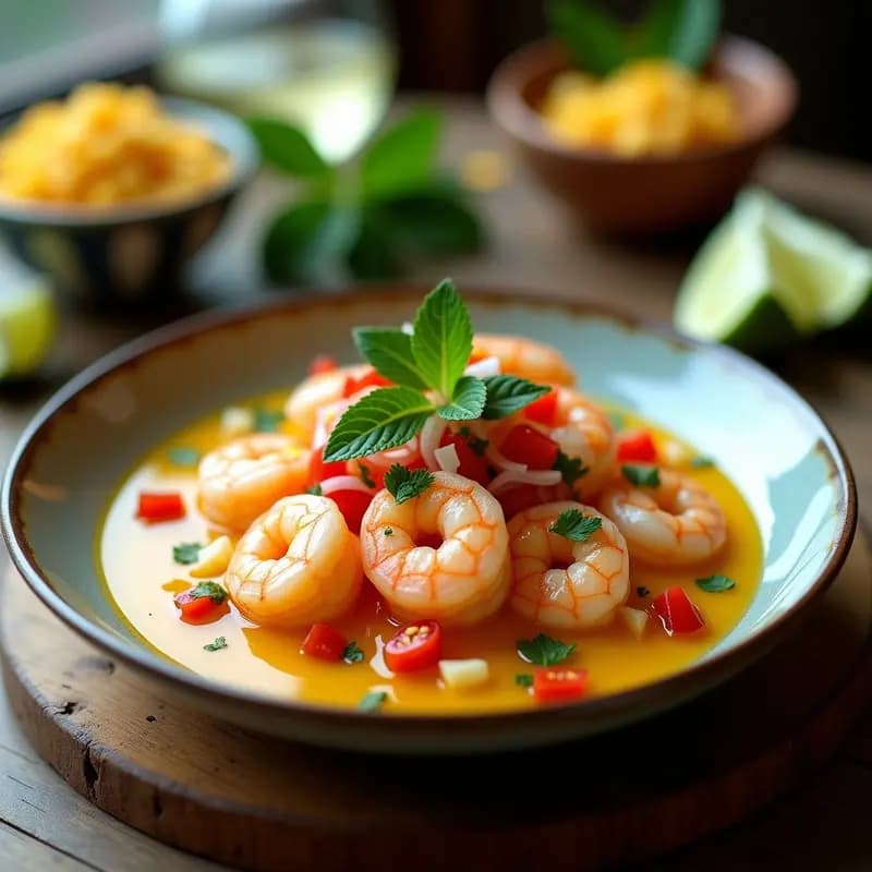 Ceviche de Langostinos con Maracuyá y Leche de Tigre: Receta Ecuatoriana Ácida y Exótica