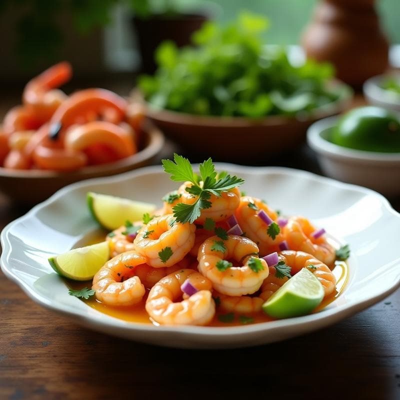 Ceviche de Langostinos con Maracuyá y Limón Verde: Receta Venezolana Alta en Proteínas