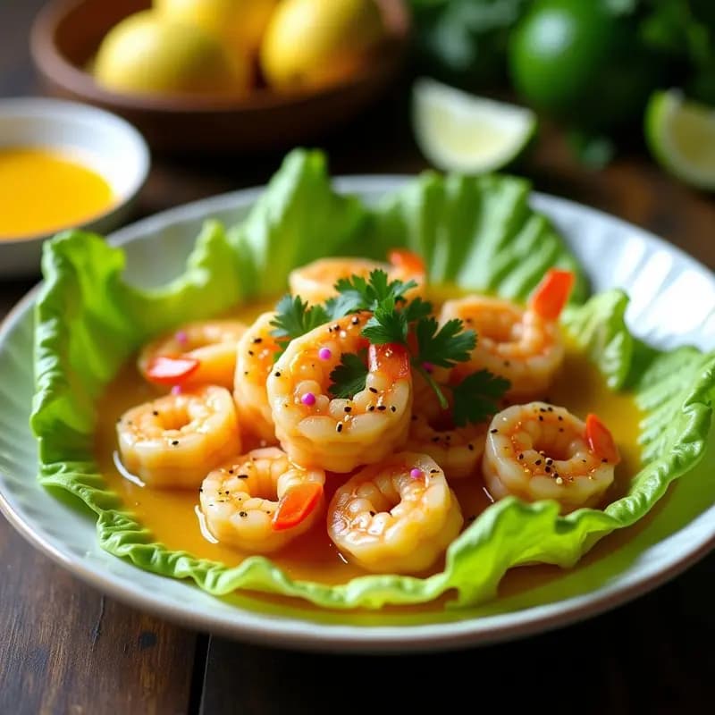 Ceviche de Langostinos con Maracuyá y Cilantro: Receta Peruana refrescante y Sin Cocción