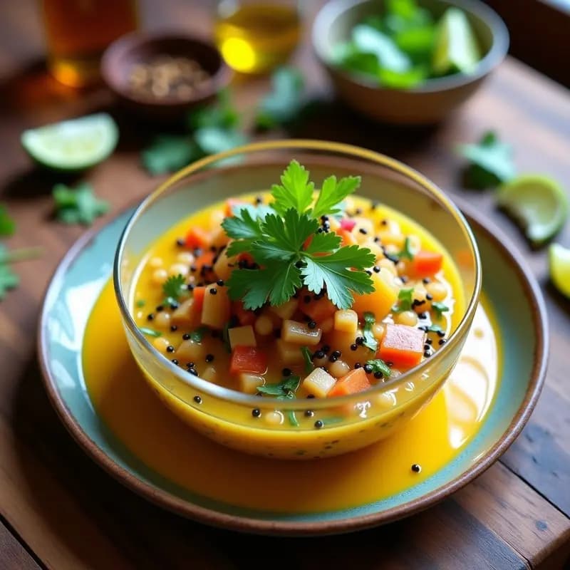 Ceviche de Coral de Lentejas y Leche de Tigre Vegana: Receta Peruana Innovadora