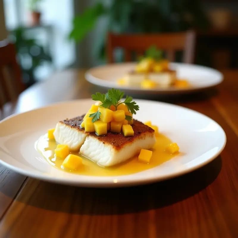 Ceviche de Lubina con Leche de Coco y Mango: Receta Peruana sin Cocción y Sin Gluten