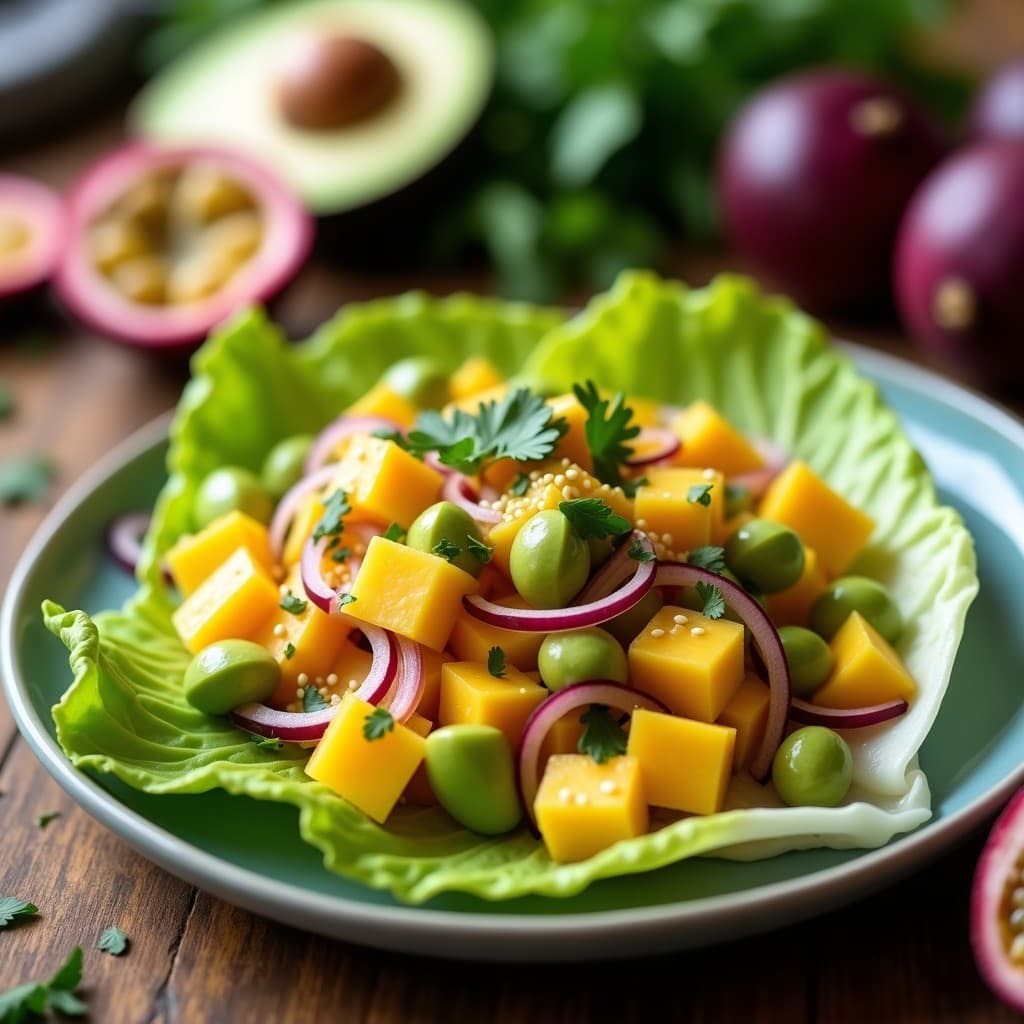 Ceviche de Mango y Aguacate con Jugo de Maracuyá: Receta Peruana Vegana Crudivegana