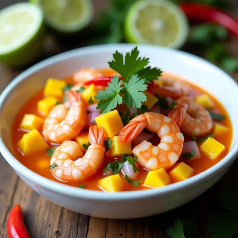 Ceviche de Mango y Camarones: Receta Colombiana Agridulce con Toque de Lima