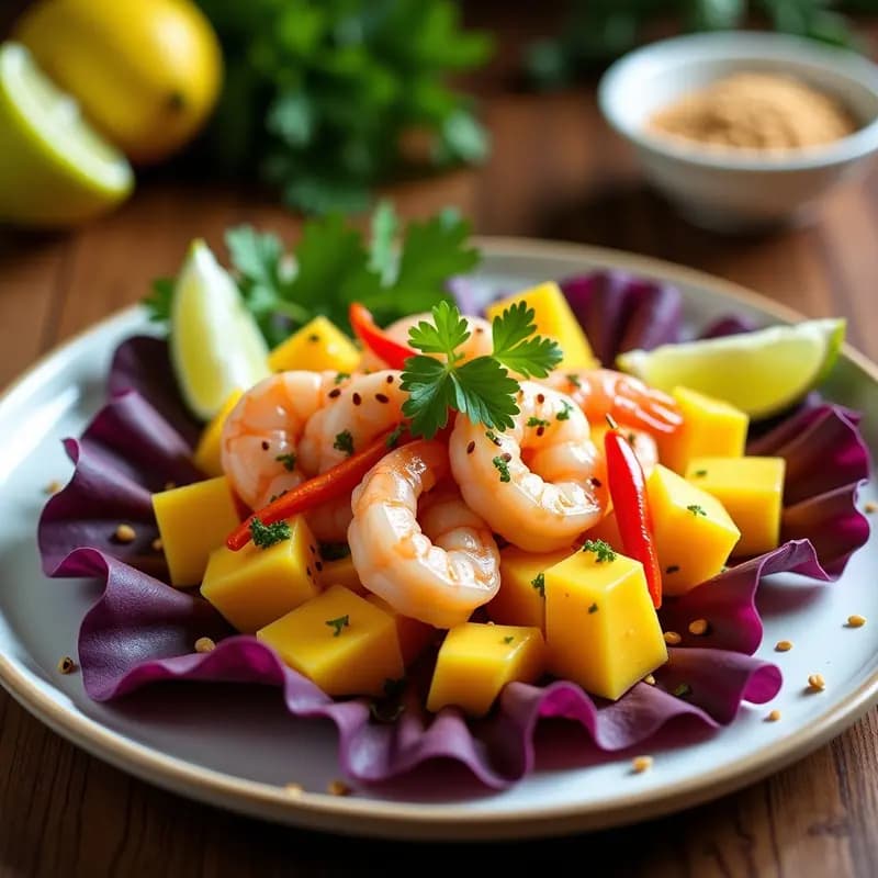Ceviche de Mango y Camarones: Receta Peruana Refrescante y Baja en Calorías