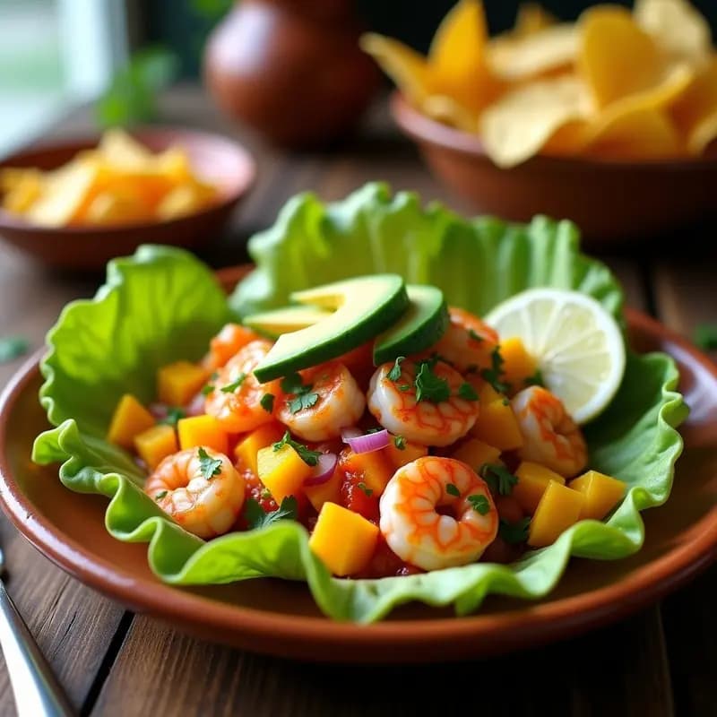 Ceviche de Mango y Camarones: Receta Mexicana con Toque de Chile de Árbol y Cilantro