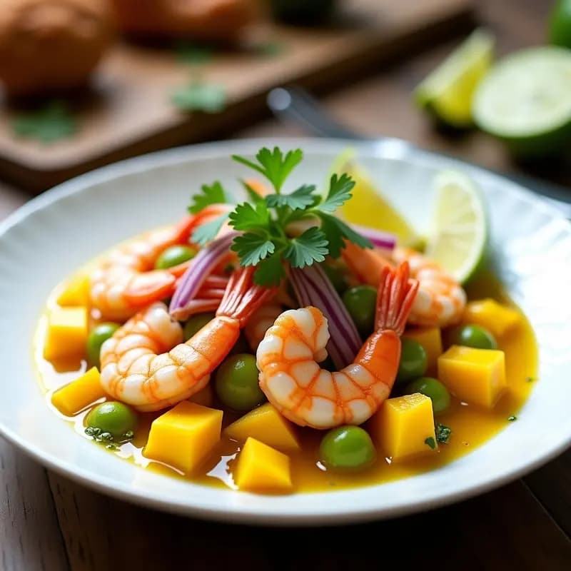 Ceviche de Mango y Langostinos: Receta Peruana Fresca y Keto en Airfryer