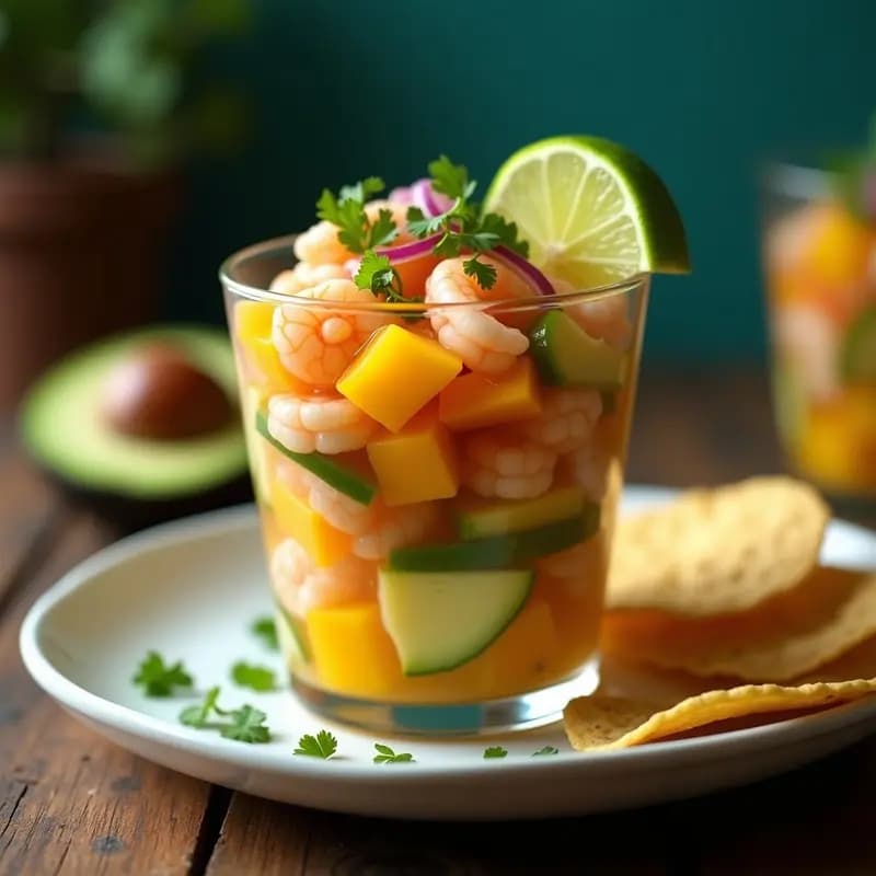 Ceviche de Mango y Pepino con Camarones: Receta Vera Cruzana Picante y Dulce