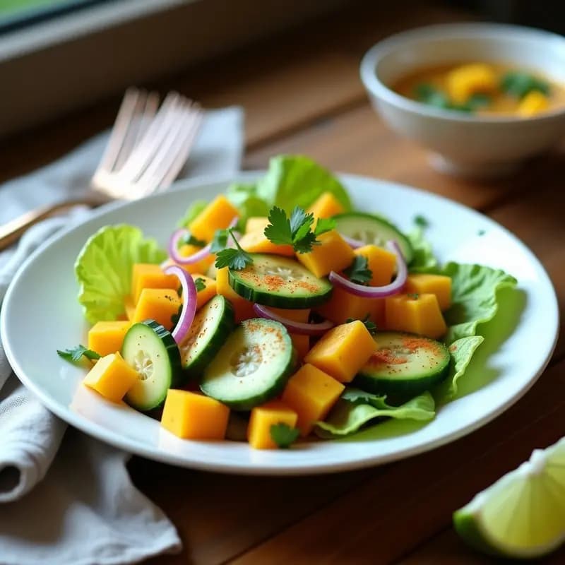 Ceviche de Mango y Pepino con Chile Tajín: Receta Mexicana Fresca y Vegana