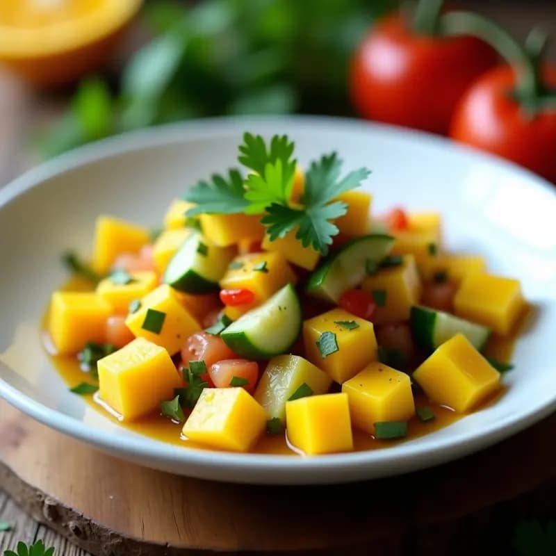 Ceviche de Mango y Pepino con Jalapeño: Entrante Mexicano Vegano y Refrescante