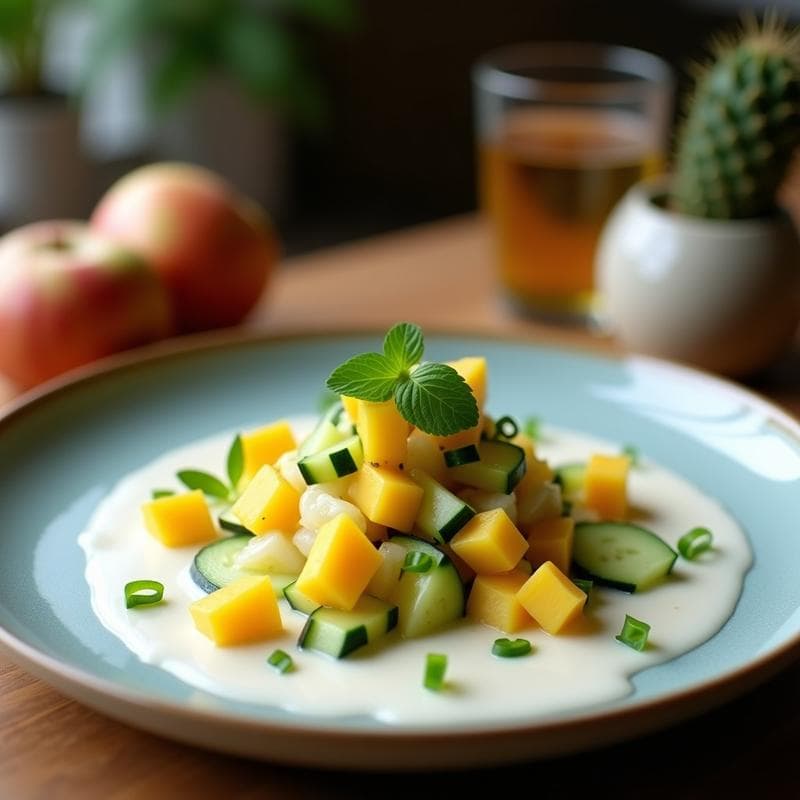 Ceviche de Mango y Pepino con Leche de Coco: Receta Vegana y Fresca de Verano