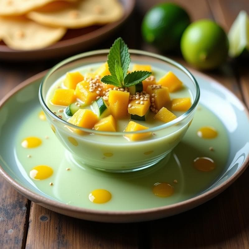 Ceviche de Mango y Pepino con Leche de Tigre de Guanábana: Receta Tropical Sin Gluten