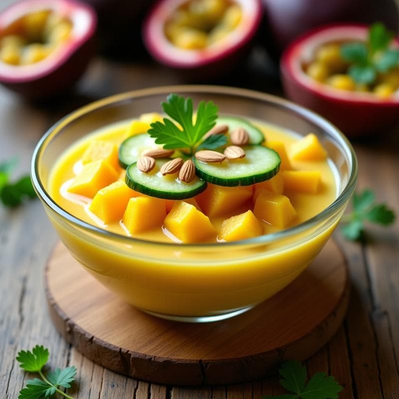 Ceviche de Mango y Pepino con Leche de Tigre de Maracuyá: Receta Fresca y Sin Cocción en 15 Minutos