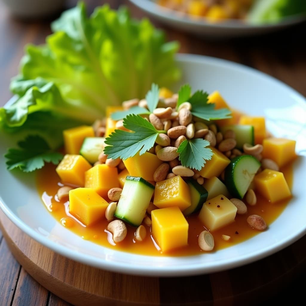 Ceviche de Mango y Pepino con Leche de Tigre de Tamarindo: Entrante Tailandés-Peruano
