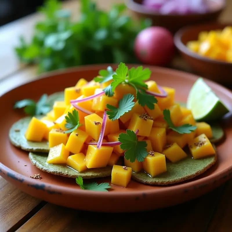 Ceviche de Mango y Pepino con Vinagreta de Tamarindo: Receta Mexicana Fresca y Picante