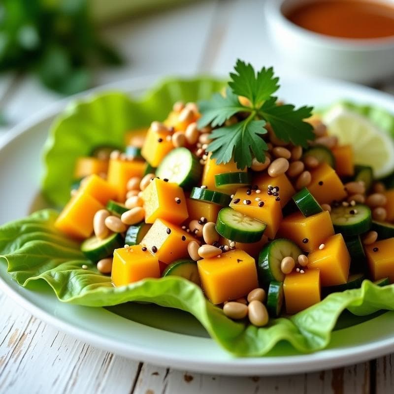 Ceviche de Mango y Pepino con Salsa de Tamarindo: Receta Tailandesa Fresca y Sin Pescado