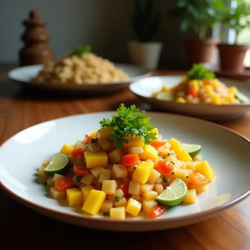 Ceviche de Mango y Pimentón: Receta Ecuatoriana Vegana con Toque Picante y Cítrico