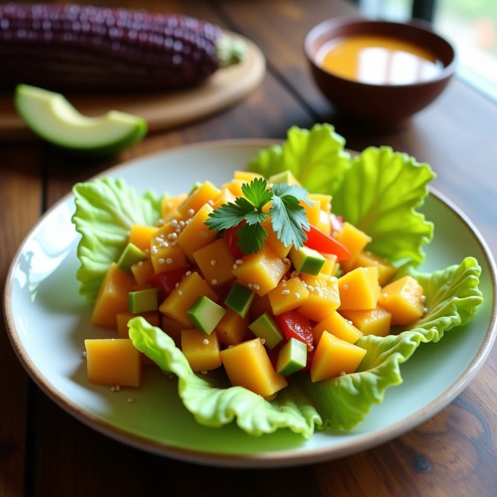 Ceviche de Mango y Pimiento con Lechuga de Tigre de Lima: Receta Peruana Sin Pescado