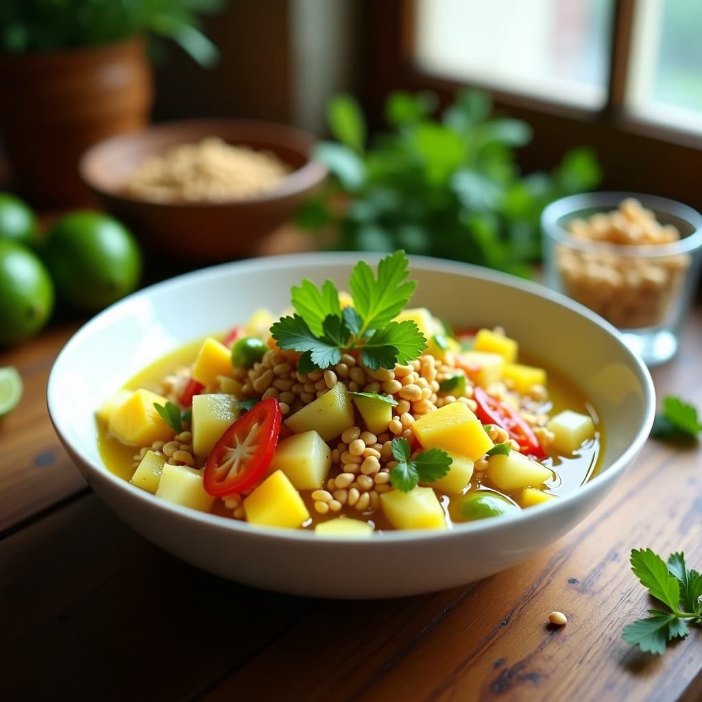 Ceviche de Mango Verde y Camarones de Palma: Receta Vegetariana con Toque Costeño
