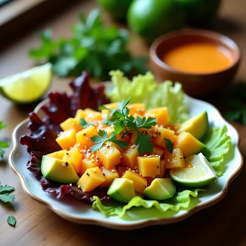 Ceviche de Mango Verde y Palmitos: Receta Peruan-Vegana con Leche de Tigre de Chili